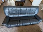 Lederen zetels donkerblauw  (2x3-zit 215x95 cm+1-zit 100x95), Ophalen, Gebruikt, Driepersoons, Rechte bank