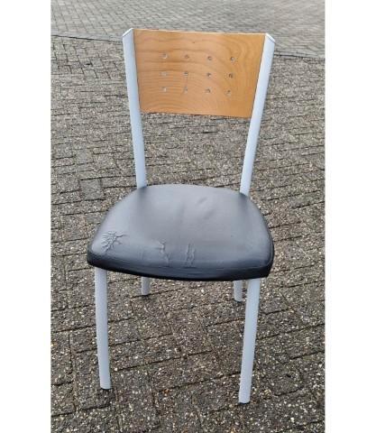 2 eetkamerstoelen, Huis en Inrichting, Stoelen, Gebruikt, Twee, Hout, Leer, Metaal, Overige kleuren, Ophalen