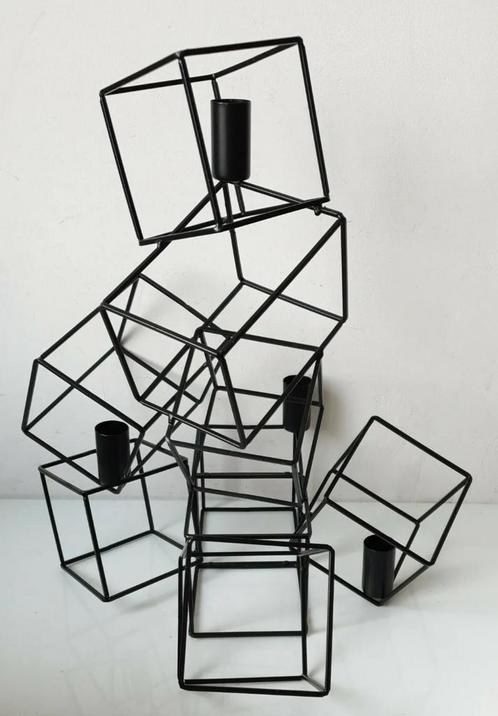 Kandelaar kubus sculptuur metalen, Antiek en Kunst, Kunst | Designobjecten, Ophalen