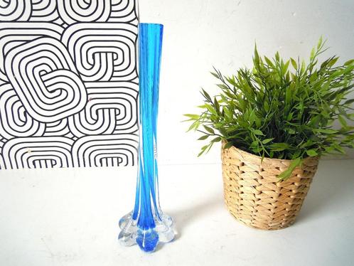 Vintage solifleur vaas in kobaltblauw glas, Huis en Inrichting, Woonaccessoires | Vazen, Zo goed als nieuw, Blauw, Minder dan 50 cm