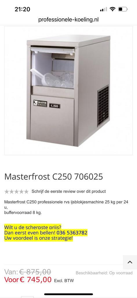 Ijsblokjesmachine (Professioneel), Elektronische apparatuur, IJsmachines, Zo goed als nieuw, Zelfvriezend, Ophalen