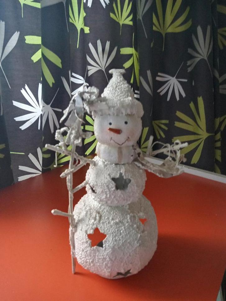 Kerstman metaal wit VERSIERING theelichtje, Divers, Noël, Comme neuf, Enlèvement