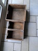 3 decoratieve oude houten bakjes, Huis en Inrichting, Woonaccessoires | Kisten, Ophalen of Verzenden, Gebruikt