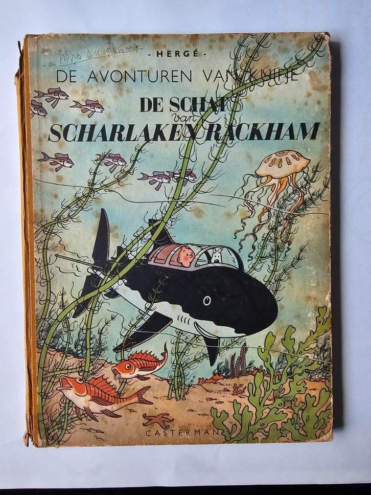 Kuifje - De schat van Scharlaken Rackham - eerste druk 1947, Boeken, Stripverhalen, Gelezen, Ophalen of Verzenden