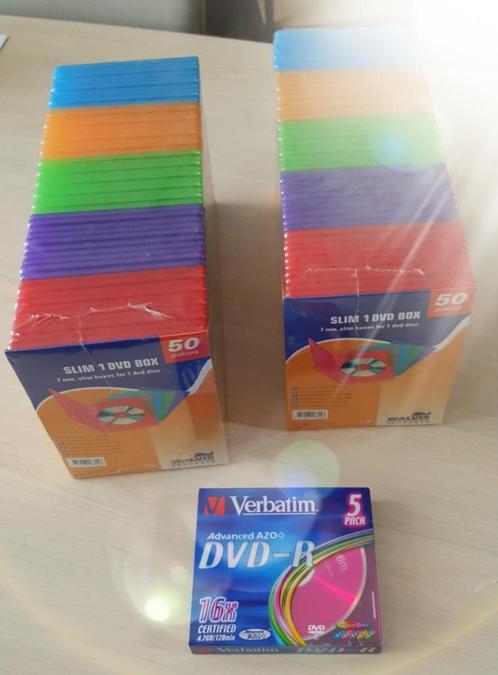 ** 100x slim colored DVD box + 5 DVD-R (new) !!, Consoles de jeu & Jeux vidéo, Consoles de jeu | Accessoires Autre, Neuf, Enlèvement ou Envoi