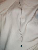 Collier en or blanc avec 3 petits diamants et topaze bleue, Bijoux, Sacs & Beauté, Colliers, Neuf, Enlèvement ou Envoi, Or, Avec pierre précieuse