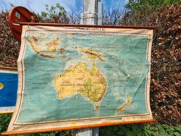 Grote vintage schoolkaart Oceanië 
