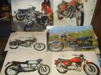 HONDA - MOTO GUZZI - SUZUKI Lot de 6 Anciens Posters Divers, Motos, Enlèvement ou Envoi, Honda