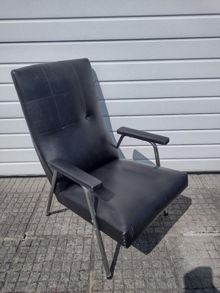 Zetel / sofa / stoel / fauteuil 1 persoon - vintage / retro, Huis en Inrichting, Fauteuils, Gebruikt, Leer, Minder dan 50 cm, Minder dan 75 cm