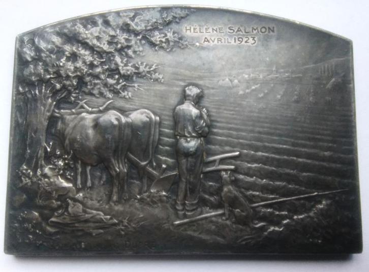 medaille G. DuPre C'est l'angelus 1923 helene salmon, Postzegels en Munten, Penningen en Medailles, Overige materialen, Ophalen of Verzenden