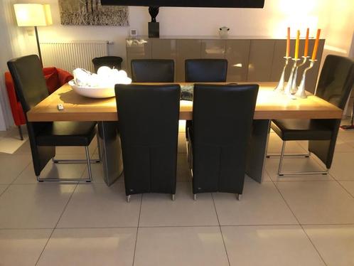 Compleet Design Eetkamer Tafel + 6 leren stoelen ROLF BENZ, Huis en Inrichting, Complete eetkamers, Gebruikt, 6 tot 8 stoelen