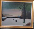 STIENTJENS Staf " Wandeling in de sneeuw " groot olie/doe, Antiek en Kunst, Ophalen