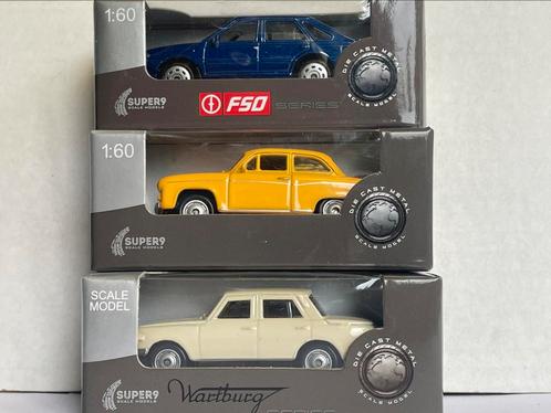 Super9 Wartburg, Syrena, FSO Polonez schaalmodel 1:60, Hobby en Vrije tijd, Modelauto's | Overige schalen, Zo goed als nieuw, Auto