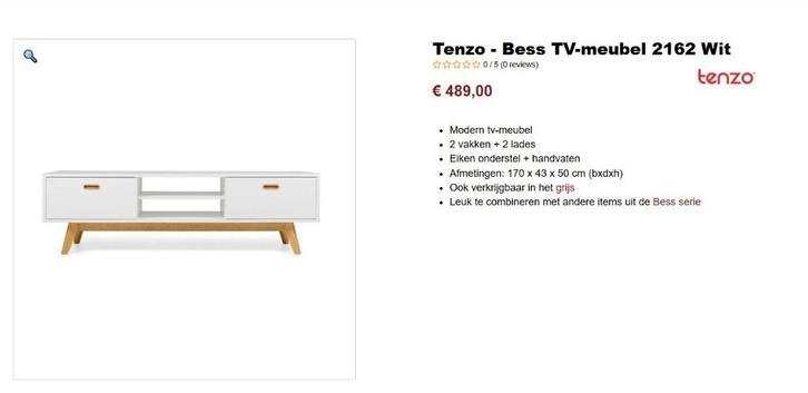 Meubel voor tv en andere, Tenzo Bess, Maison & Meubles, Armoires | Mobilier de télévision, Comme neuf, Enlèvement