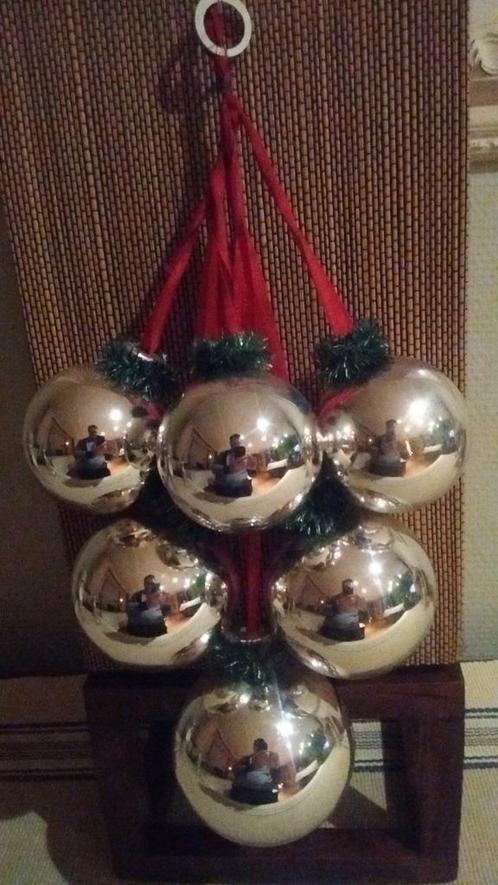 Vintage kerstballen - tros van 6, Divers, Noël, Utilisé, Enlèvement ou Envoi
