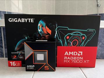 GIGABYTE RX 7800 XT + RYZEN 5 9600x NIEUW beschikbaar voor biedingen