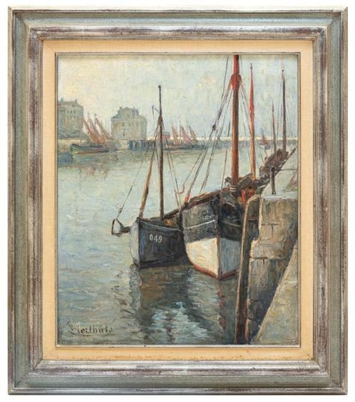 Vue de port - Leon Corthals, Antiquités & Art, Art | Peinture | Classique, Enlèvement ou Envoi