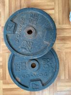 ️‍️ 2x 10 kg gietijzeren halterschijven – Domyos, Sport en Fitness, Ophalen, Zo goed als nieuw, Halterschijven