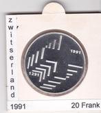 Zwitserland 20 Frank 1991, Ophalen of Verzenden, Overige landen, Losse munt, Zilver