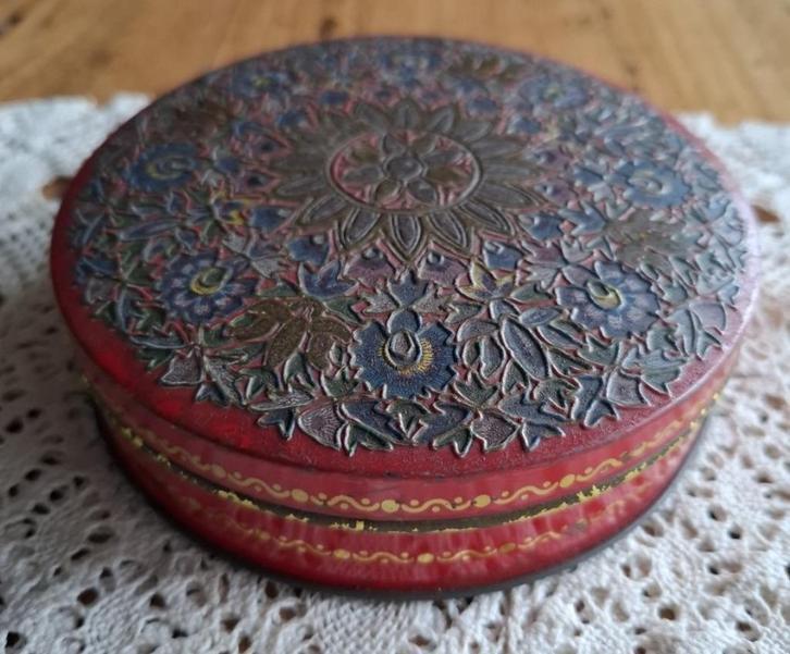 Oud brocante Droste chocolade blikje met bloemen motief, Verzamelen, Blikken, Gebruikt, Overige, Droste, Ophalen of Verzenden