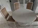 Ronde tafel - uitschuifbaar met 6 stoelen, Huis en Inrichting, Ophalen, 150 tot 200 cm, Rond, Zo goed als nieuw