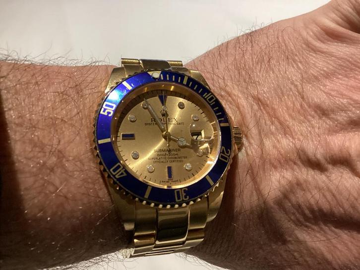 Montre rolex submariner, Handtassen en Accessoires, Horloges | Heren, Gebruikt, Polshorloge, Rolex, Goud, Goud, Ophalen of Verzenden