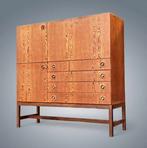 Vintage Wenge dressoir met hoge barkast uit de jaren 60, Ophalen