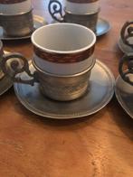 Acht porceleine kopjes op tin, Antiek en Kunst, Verzenden