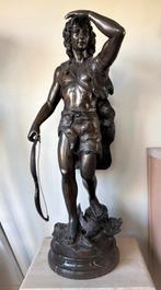 Prachtig groot bronzen beeld (1,05 m) van een jager, Antiek en Kunst, Ophalen