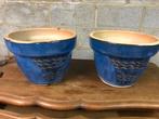 2 pots bleus vernissés 30 cms diamètre, Jardin & Terrasse, Comme neuf