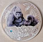 munt Zambia 1000 kwacha 2014 : Berggorilla, Postzegels en Munten, Verzenden, Zambia, Zilver