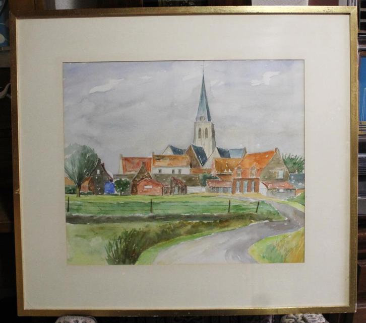 Jozef Storme schilderij van kerk van WestVleteren 1973, Antiek en Kunst, Kunst | Schilderijen | Klassiek, Ophalen