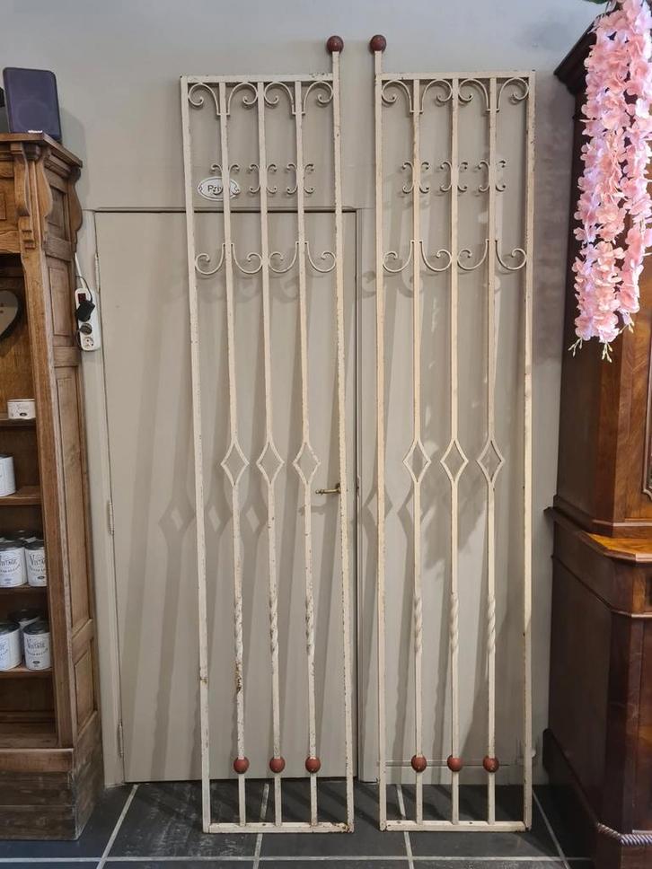 Antiek groot ijzerwerk, 2 hoge panelen, Antiek en Kunst, Curiosa en Brocante, Ophalen