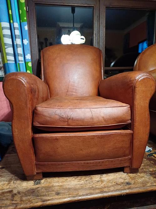 Clubfauteuil gerenoveerde vintage lederen industriële loft m, Huis en Inrichting, Fauteuils, Zo goed als nieuw, Leer, Ophalen of Verzenden