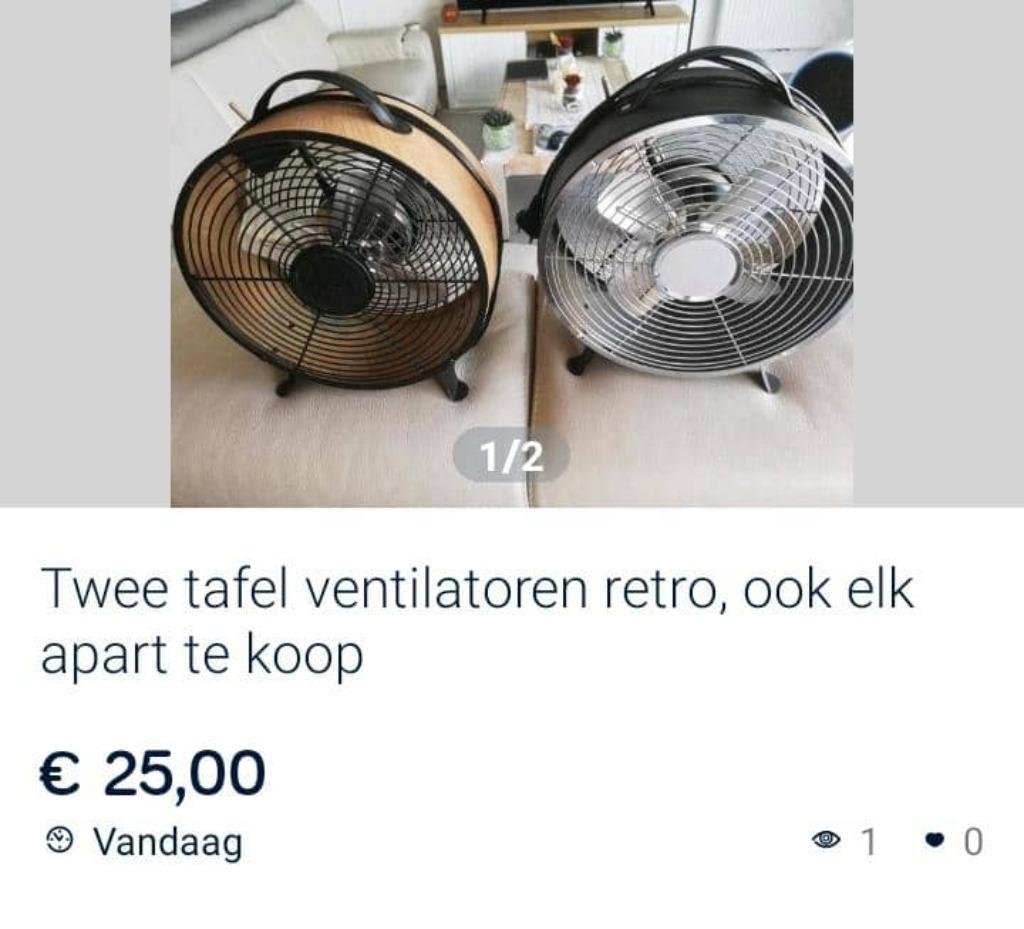 Twee, nieuwe tafel ventilatoren, Elektronische apparatuur, Ventilatoren, Nieuw, Tafelventilator, Ophalen
