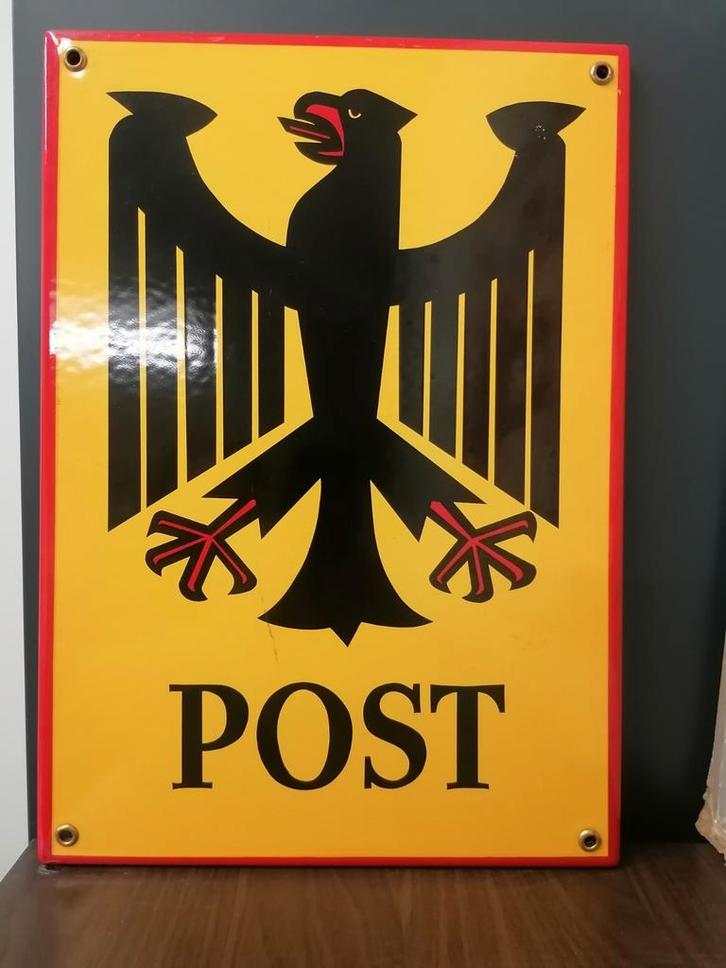 Emaille bord Duitse Post Reichsadler, Antiek en Kunst, Antiek | Email, Ophalen of Verzenden