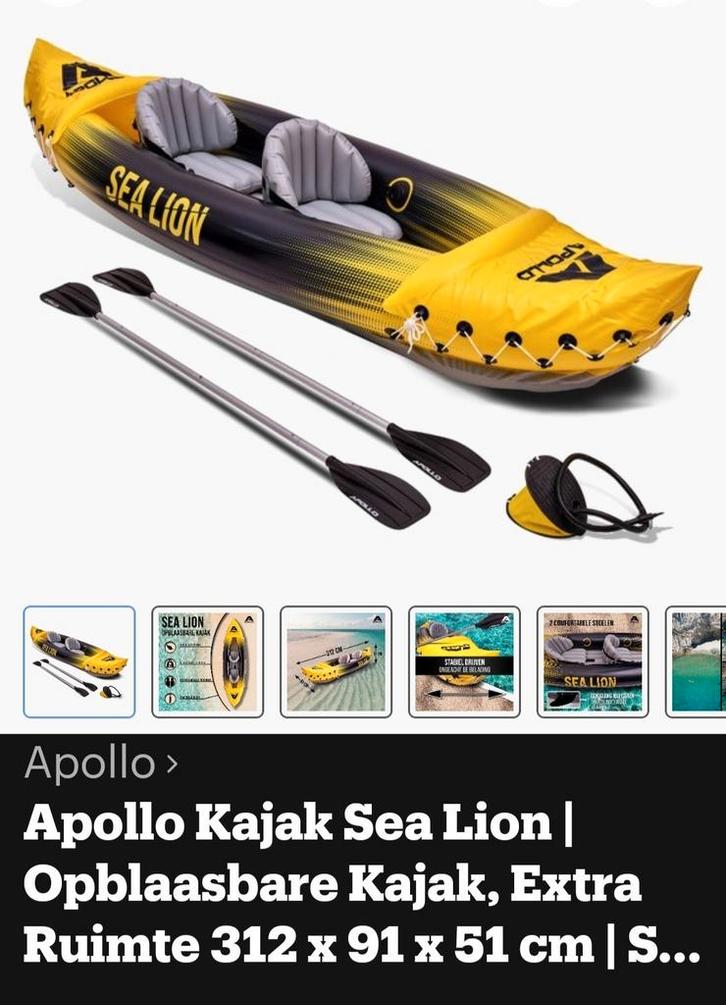 Stabiele Apollo Kajak 2 pers, Watersport en Boten, Kano's, Zo goed als nieuw, Kajak, Met peddels, Ophalen