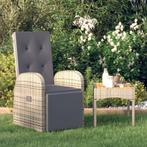 Tuinstoel verstelbaar met kussen poly rattan grijs, Ophalen of Verzenden, Nieuw, Aluminium