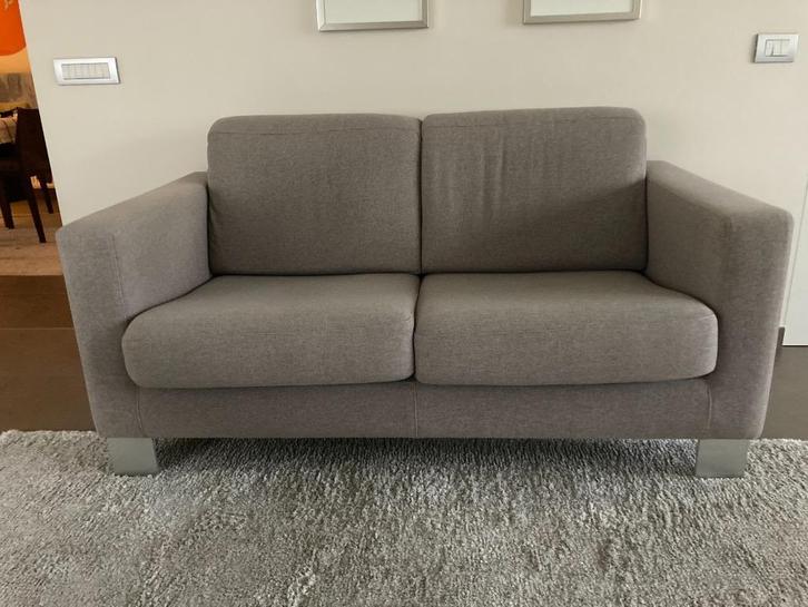 beige tweezit en eenzit, Huis en Inrichting, Zetels | Zetels, Gebruikt, Rechte bank, Tweepersoons, 150 tot 200 cm, 75 tot 100 cm