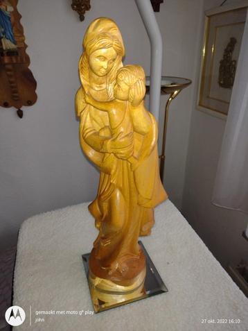Handgemaakt, houten beeld, Maagd Maria, Kind Jezus 40 cm