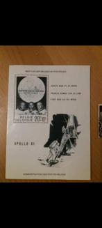 2 timbres commémoratifs de la mission Appolo 11 de 1969, Verzamelen, Ophalen, Zo goed als nieuw