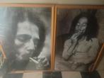 2 posters Bob Marley in houten kaders met glas., Huis en Inrichting, Ophalen of Verzenden, Gebruikt