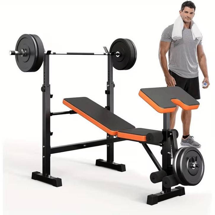 Nieuwe verstelbare gewichtbank met squatrek, Sport en Fitness, Fitnessmaterialen, Nieuw, Armen, Benen, Borst, Buik, Rug, Ophalen of Verzenden