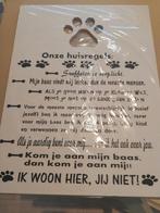 Nieuw groot houten bord met huisregels voor honden Nu 10€, Dieren en Toebehoren, Ophalen of Verzenden, Nieuw