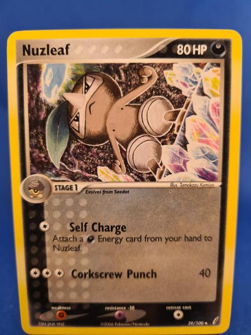 Nuzleaf 39/100 - Crystal Guardians, Hobby en Vrije tijd, Verzamelkaartspellen | Pokémon, Gebruikt, Verzenden