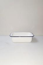 Petit plat à rebords en émail - blanc - bleu, Enlèvement ou Envoi