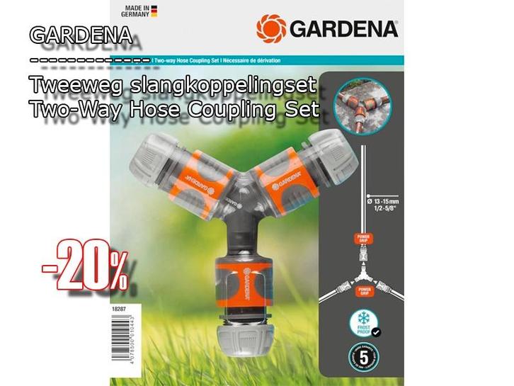 GARDENA Tweeweg slangkoppeling set, Jardin & Terrasse, Tuyaux d'arrosage, Neuf, Raccords tuyau d'arrosage, Enlèvement ou Envoi