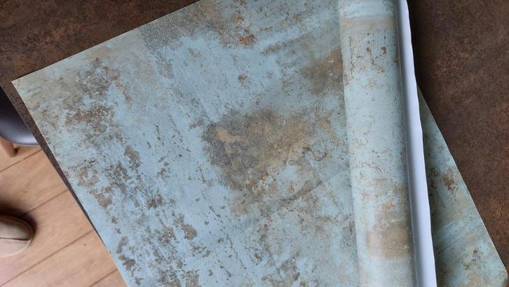 een rol waterdicht vliesbehang (nog steeds te koop), Huis en Inrichting, Stoffering | Behang, Blauw, Bruin, Groen, minder dan 10 m²