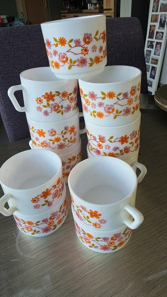 11 tasses Arcopal modèle Scania années 70, Maison & Meubles, Enlèvement