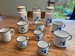 Vintage, oud, decoratief lot keukenspullen in emaille 40 eur, Ophalen of Verzenden, Gebruikt